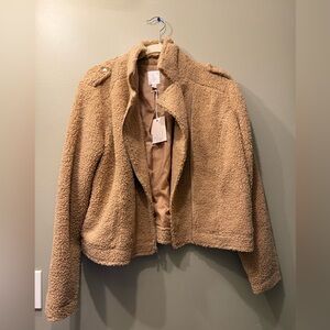 LC Lauren Conrad Camel Sherpa Coat
